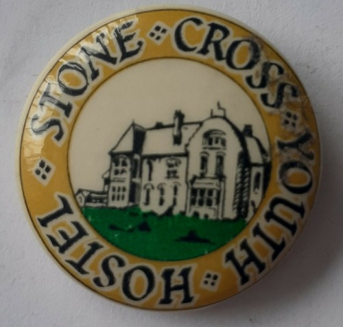 Button badge stone - button, cross